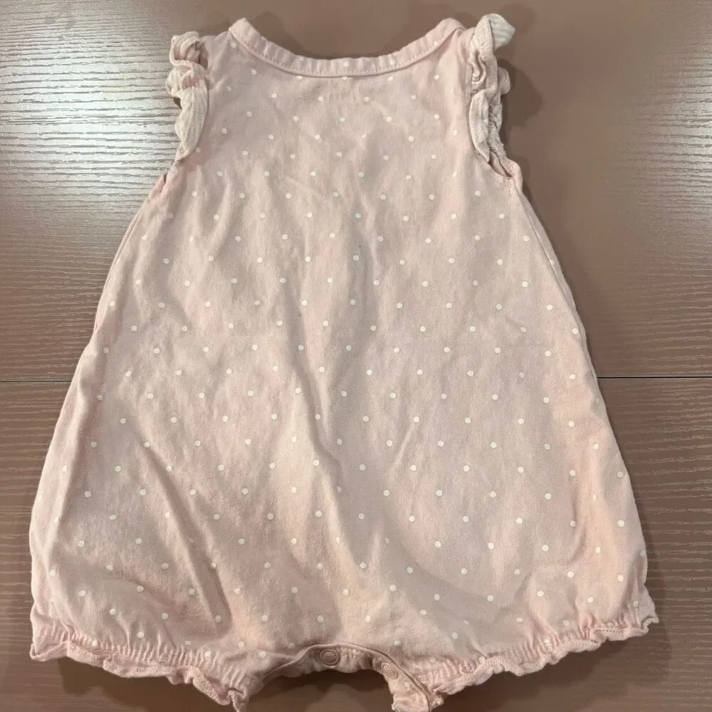 🏈 Carters pink polkadot jumpsuit and headband